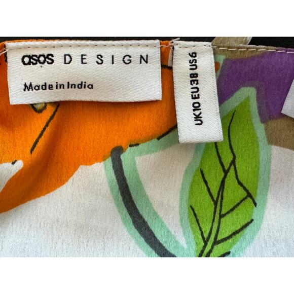 New ~ ASOS ~ Tie Front Floral Swirl Print Beach Crop Top Size 6 - Picture 9 of 9